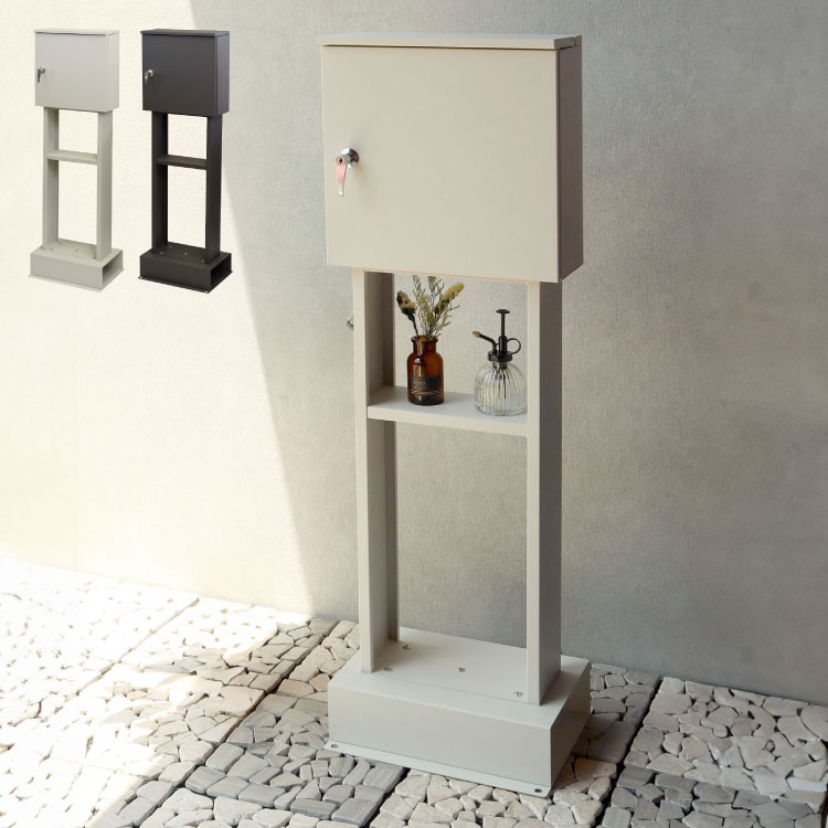 スタンドポスト 置くだけ ハンドルレバー 鍵付き スペアキー付き ガルバナイズド処理 錆びにくい 郵便ポスト 郵便受け くすみカラー 簡易組み立て おしゃれ 北欧 一戸建て用 一軒家(代引不可)【送料無料】