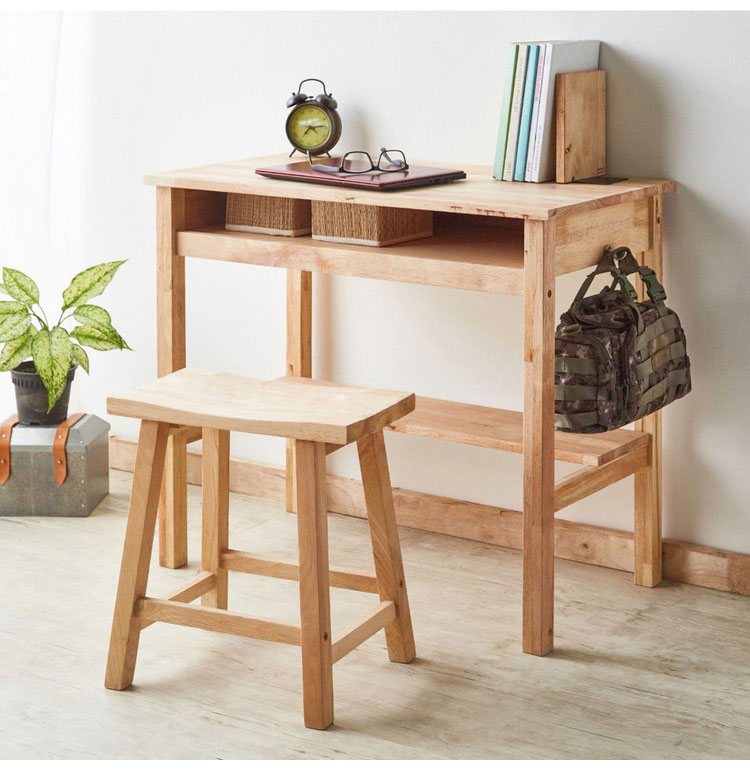 デスク スツールセット 天然木 木製 木目 おしゃれ 北欧 子供部屋 学習デスク 勉強机 学習机 書斎 省スペース コンパクト ナチュラル NATURAL SIGNATURE(代引不可)【送料無料】 [3]