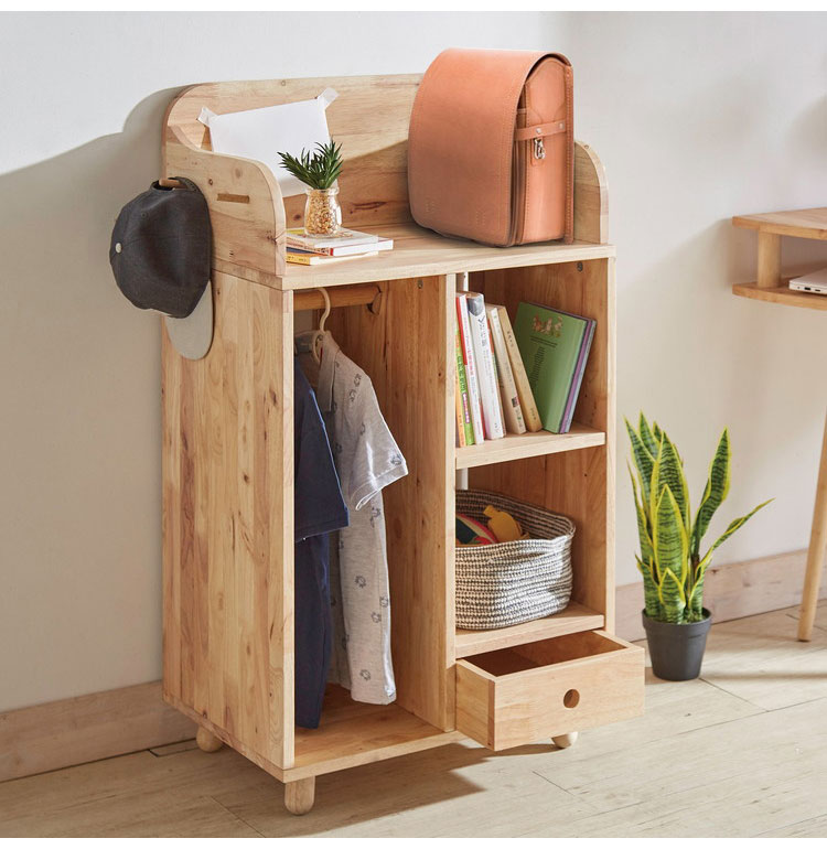 ランドセルラック 天然木 幅60cm ハンガーラック付き オープンロッカー 木目 木製 収納 子ども部屋 子供 おしゃれ 北欧 ナチュラル オープンシェルフ オープン収納 進学祝い NATURAL SIGNATURE(代引不可)【送料無料】 [3]