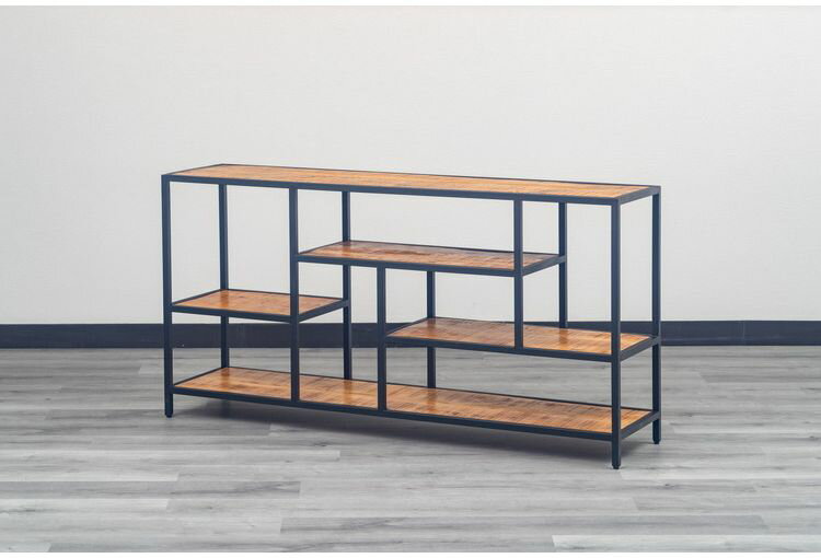 オープンシェルフ 幅150cm ローシェルフ 天然木 オープンラック フリーラック アイアン おしゃれ 北欧 ディスプレイラック 飾り棚 ヴィンテージ アンティーク インダストリアル 雑貨 小物 収納(代引不可)【送料無料】 [2]