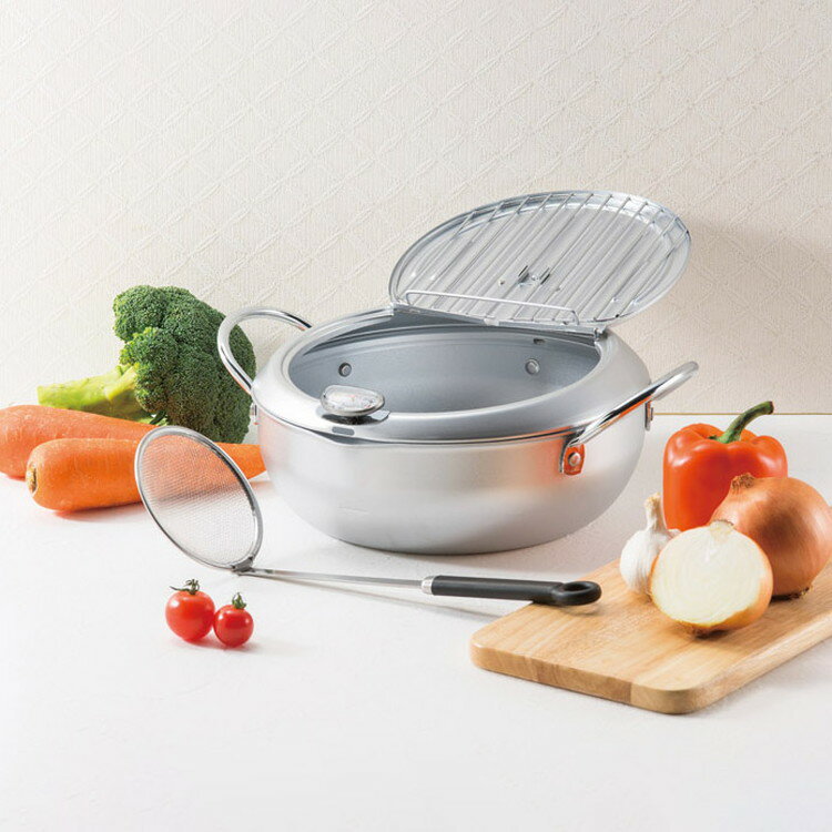 フタ付天ぷら鍋24cm カス揚げ付 7041146 アルミ器物 味楽亭II(代引不可)【送料無料】