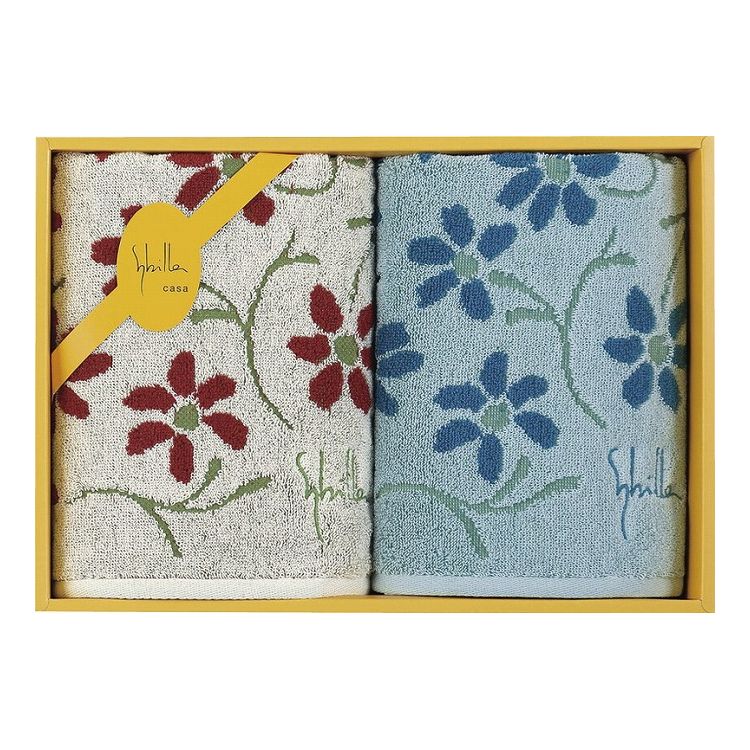 シビラ エンラサーダ2 フェイスタオル2P ブルー&ベージュ 94085(代引不可)【ポイント10倍】【送料無料】