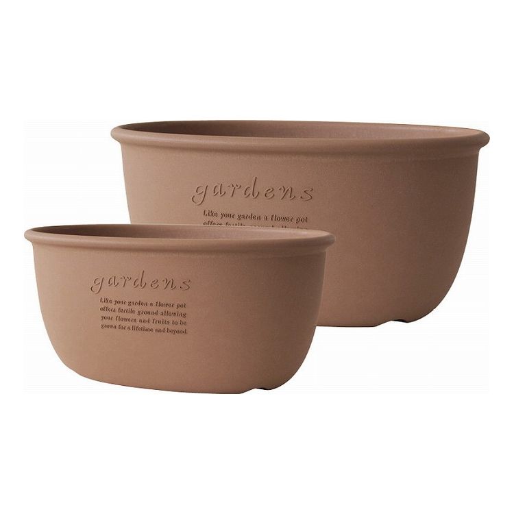 ハチマンガーデンズ エコプランター オーバル400・490 素焼き調 2個組 242376(代引不可)【ポイント10倍..