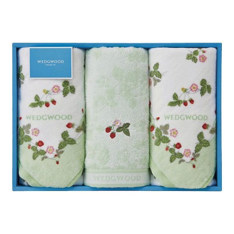 ウェッジウッド ワイルドストロベリー フェイスタオル3P グリーン TT84305646G(代引不可)【ポイント10倍】【送料無料】