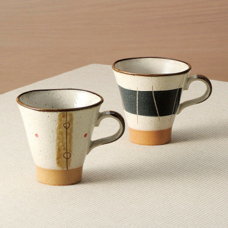 手描きマグカップ らいんペア 和陶器 T-4071641(代引不可)【ポイント10倍】【送料無料】