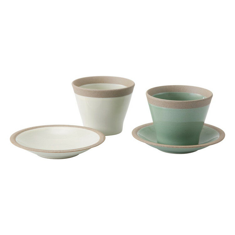 ポタリー カップ&トレーペア 和陶器 31062(代引不可)【ポイント10倍】【送料無料】