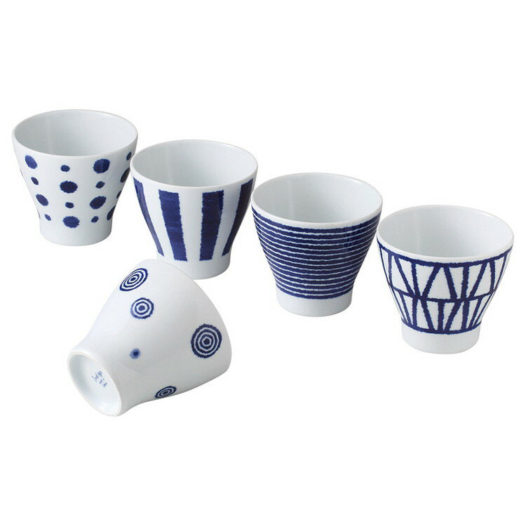 藍玉 カップ5客揃 波佐見焼 和陶器 19864(代引不可)【ポイント10倍】【送料無料】