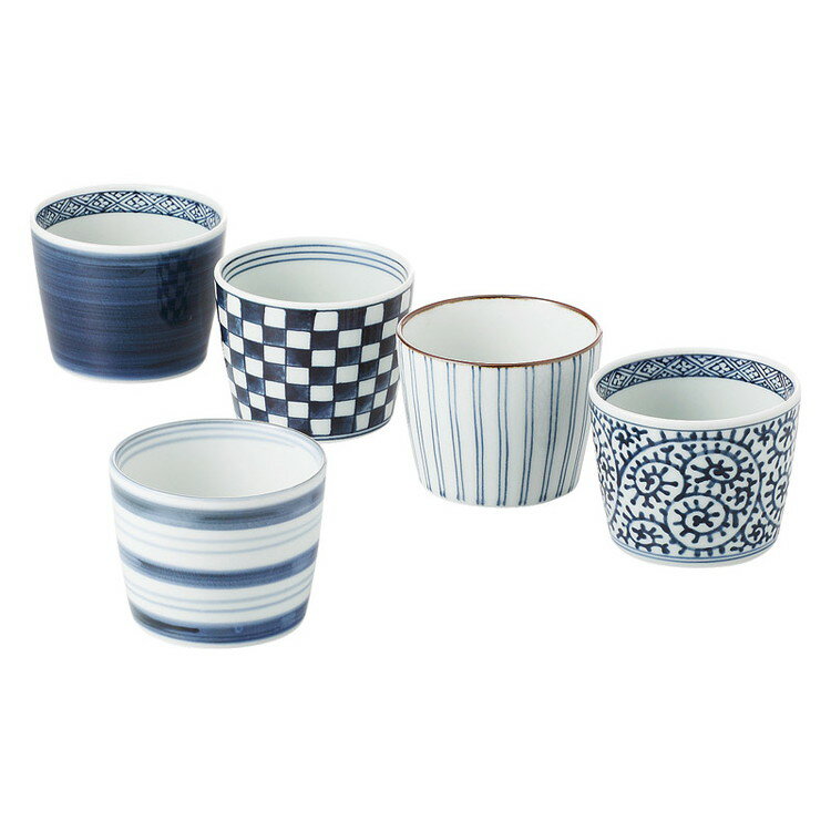 藍屋絵変り カップ5客揃 有田焼 和陶器 31854(代引不可)【ポイント10倍】【送料無料】