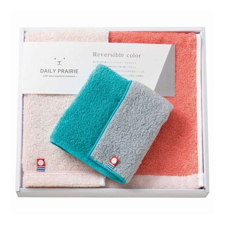 フェイスタオル&タオルハンカチ リバーシブル DAILY PRAIRIE COREV-0185 ギフト プレゼント(代引不可)【ポイント10倍】