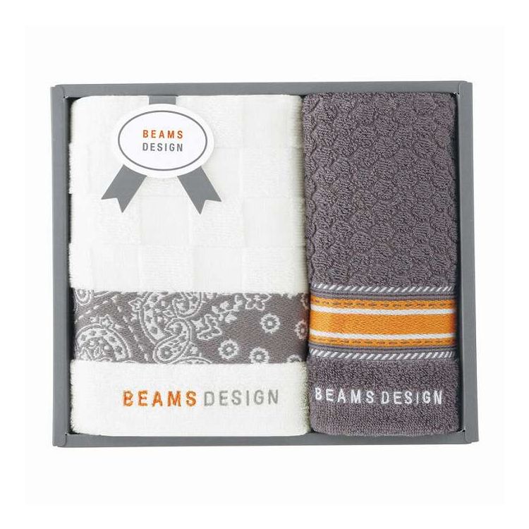 フェイスタオル&タオルハンカチ チェッカーバンダナ BEAMS DESIGN グレー 51-3139150GY/NB ギフト プレゼント(代引不可)【ポイント10倍】