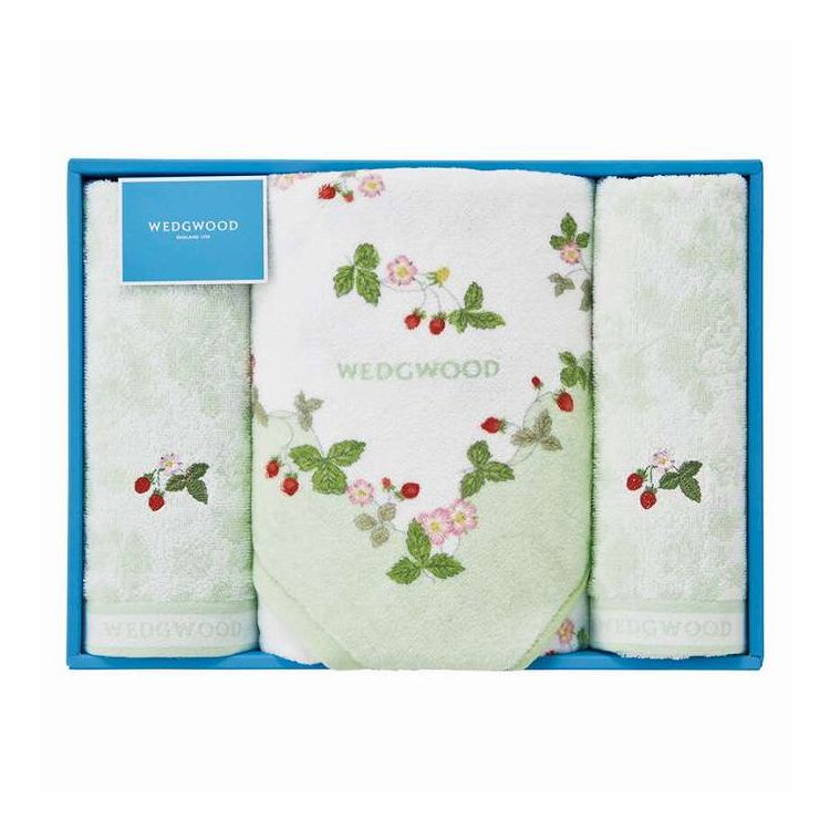 バスタオル&フェイスタオル2P ワイルドストロベリー ウェッジウッド グリーン TT84505656P/G ギフト プレゼント(代引不可)【ポイント10倍】【送料無料】