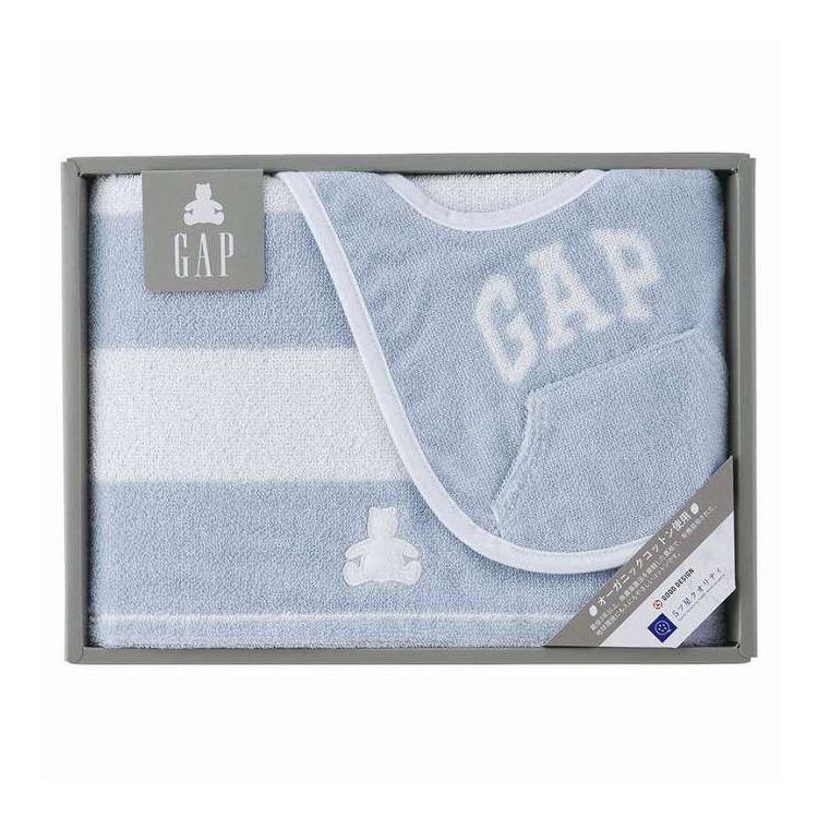 GAPとはクリーンで自信に満ち溢れ、快適かつ身近であり、クラシックモダンなブランドです。【セット内容】-サイズ：ミニバスタオル:45×90cm、スタイ:20×31.5cm重量/容量：0.3kg箱サイズ：22×30×4.5cm材質：タオル・ス...