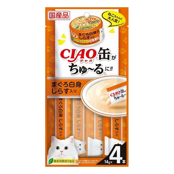 いなばペットフード CIAO缶ちゅ~る まぐろ白身 しらす入り 14gx4本 猫 猫用 キャットフード おやつ フ..