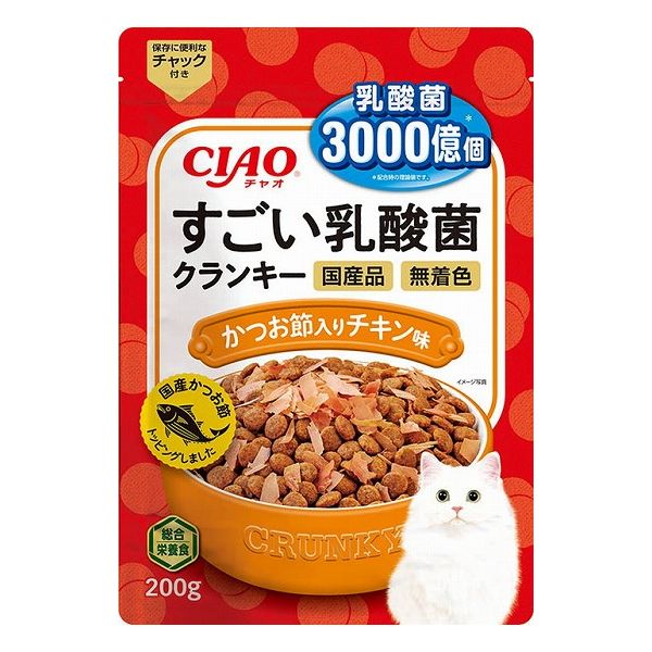 いなばペットフード CIAO すごい乳酸菌クランキー かつお節入り チキン味 200g 猫 猫用 キャットフード おやつ フード ペット ペットフード