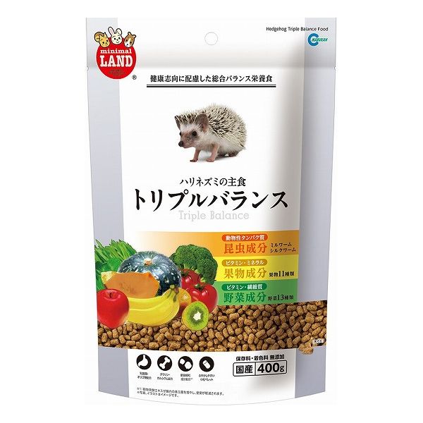 マルカン ハリネズミの主食 トリプルバランス 400g 小動物 餌 えさ エサ フード おやつ ペット ペット..