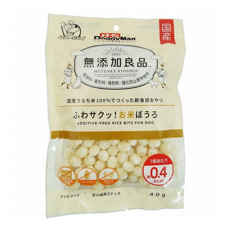 【商品説明】大切な家族だから ”気になるもの”は使わない、加えない保存料、着色料、発色剤を使わずに作りました。国産うるち米100％の、ふわふわサクサクッの新食感グルテンフリーおやつ。調味料や添加物不使用。さらにノンフライで、1個あたり約0.4kcalなので、ちょっとしたしつけやごうほうび用おやつにも最適です。・メーカー名ドギーマンハヤシ 株式会社・原材料(成分)うるち米・賞味期限別途パッケージに記載・原産国または製造地日本・保存方法別途パッケージに記載【送料について】北海道、沖縄、離島は送料を頂きます。