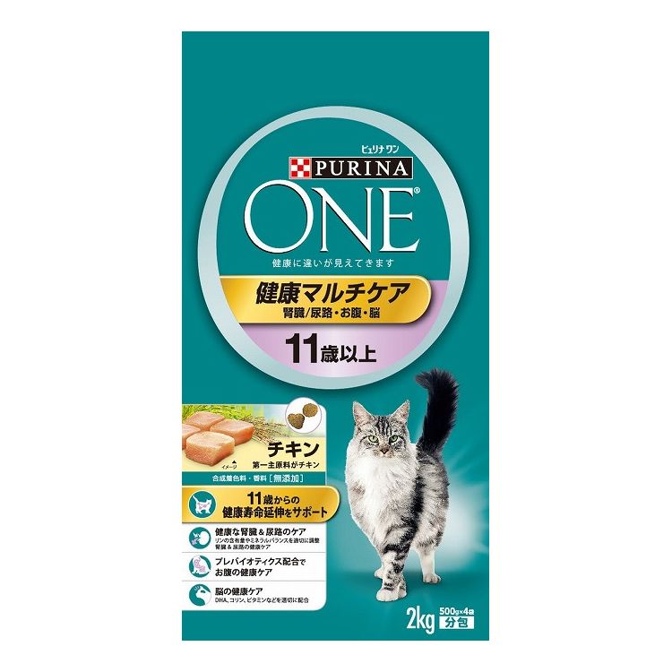 ネスレ日本 ネスレピュリナペットケア PURINA ONE ピュリナワン キャット 健康マルチケア 11歳以上 チキン 2Kg【ポイント10倍】【送料無料】