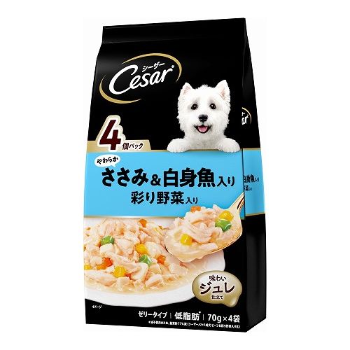 マースジャパンリミテッド シーザー やわらかささみ&白身魚入り 彩り野菜入り 70g×4袋【ポイント10倍】