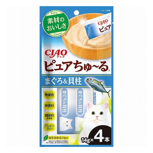 いなばペットフード CIAO ピュアちゅ~る まぐろ&貝柱 14g×4本【ポイント10倍】 1