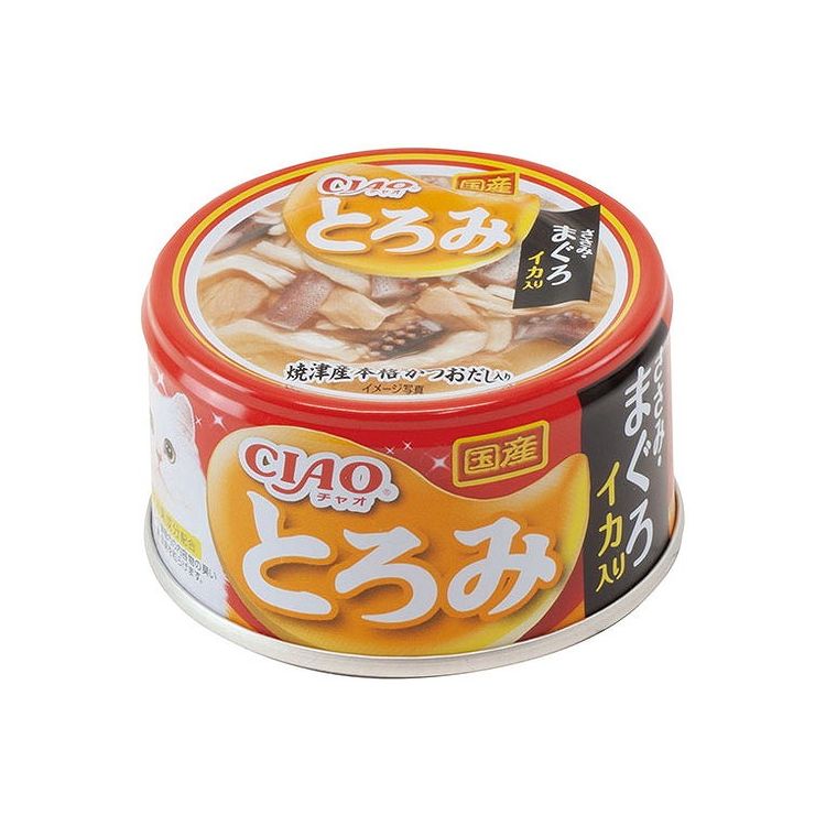 【商品説明】「だし」を効かせた本格仕立て！・「だし」を効かせたとろみスープと素材のおいしい組み合わせ。とりささみ・まぐろをベースにイカを加え、焼津産本格かつおだしで仕上げました。イカは加熱しているので猫ちゃんも安心して食べられます。・緑茶消臭成分配合で腸管内の内容物の臭いを吸着し、糞・尿臭を和らげます。●原材料(成分)鶏肉(ささみ)、まぐろ、いか、かつお節エキス、糖類(オリゴ糖等)、植物性油脂、増粘剤(加工でん粉)、ミネラル類、調味料(アミノ酸等)、増粘多糖類、ビタミンE、紅麹色素、緑茶エキス、カロテノイド色素●賞味／使用期限(未開封)36ヶ月※仕入れ元の規定により半年以上期限の残った商品のみ出荷致します。●保存方法別途パッケージに記載●メーカー名いなばペットフード 株式会社【送料について】北海道、沖縄、離島は送料を頂きます。