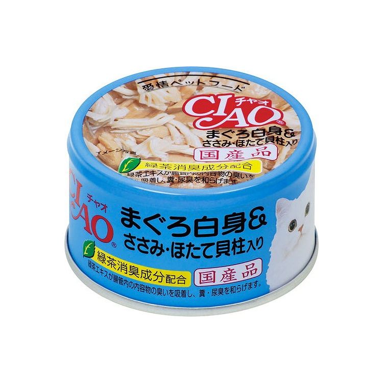 【12個セット】 CIAO まぐろ白身 ささみ・ほたて貝柱入り 85g x12【ポイント10倍】【送料無料】