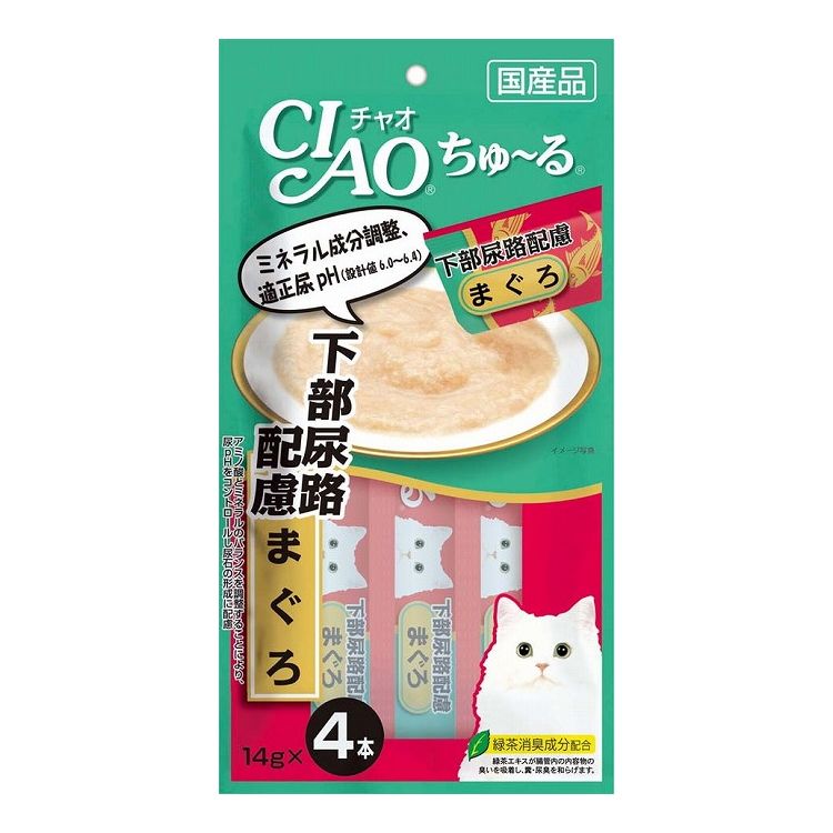 【6個セット】 CIAO ちゅ~る 下部尿路配慮 まぐろ 14g×4本 x6【ポイント10倍】