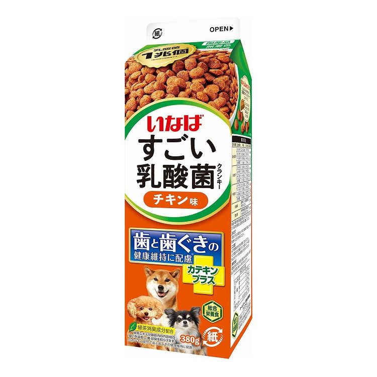 【12個セット】 いなば すごい乳酸菌クランキー牛乳パック チキン味 380g x12【ポイント10倍】【送料無料】