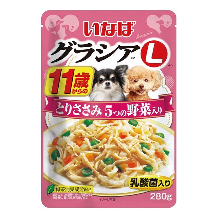 【8個セット】 いなば グラシアL 11歳からのとりささみ 5つの野菜入り 280g x8【ポイント10倍】