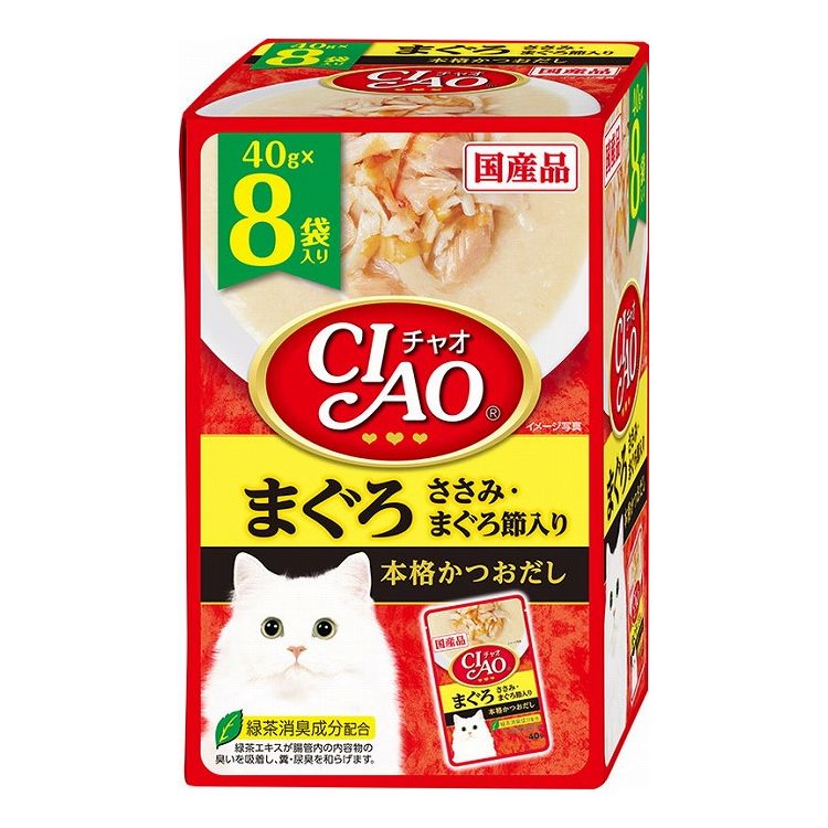 【4個セット】 CIAO パウチ まぐろ ささみ・まぐろ節入り 40g×8袋 x4【ポイント10倍】【送料無料】