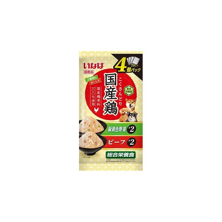 Mature Dog - 【8個セット】 国産鶏 緑黄色野菜・ビーフバラエティ 70g×4個パック x8【ポイント10倍】【送料無料】