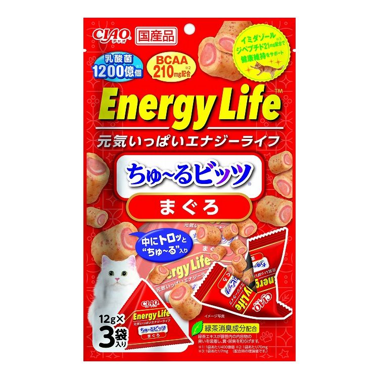 【6個セット】 CIAO EnergyLifeちゅ~るビッツ まぐろ 12g×3袋 x6【ポイント10倍】