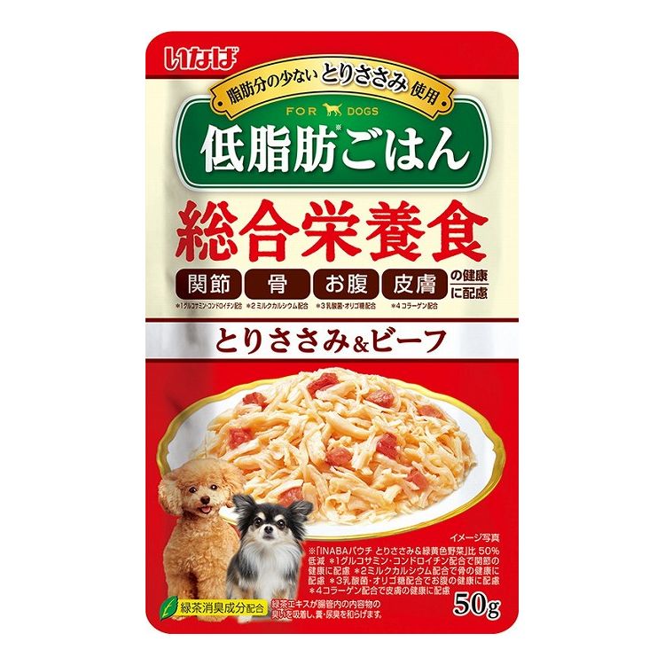 【24個セット】 いなば 低脂肪ごはん とりささみ&ビーフ 50g x24【ポイント10倍】【送料無料】