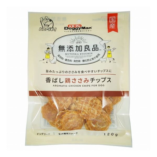 【12個セット】 ドギーマン 無添加良品 香ばし鶏ささみチップス 120g x12【送料無料】