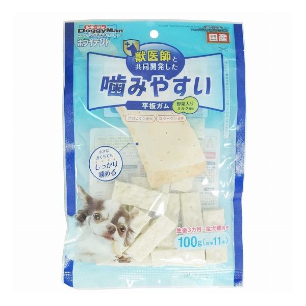 【24個セット】 ドギーマン ホワイデント 噛みやすい平板ガム 野菜入り100g x24【送料無料】