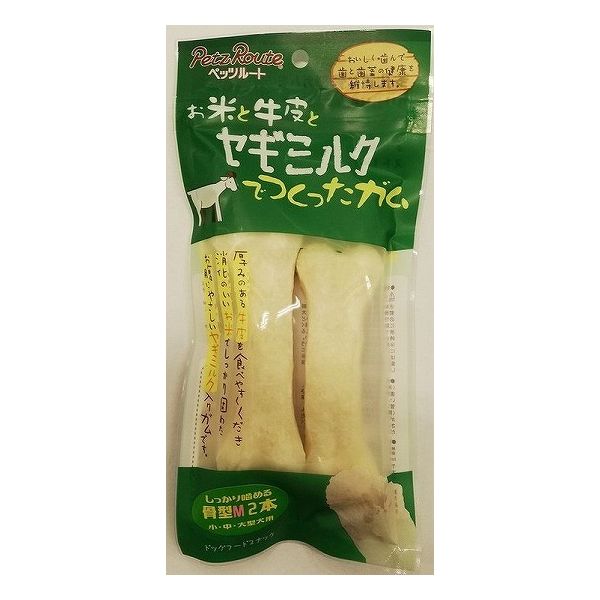 【12個セット】 ペッツルート お米と牛皮とヤギミルクでつくったガム 骨型 M 2本 x12【送料無料】