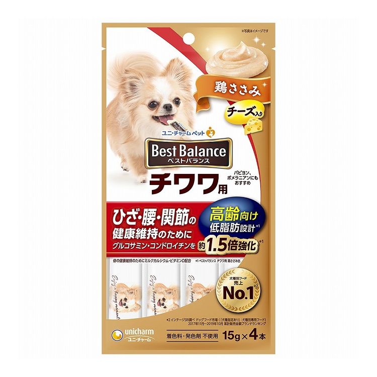 【12個セット】 ユニチャーム ベストバランスおやつ チワワ用 高齢向け 鶏ささみ 15g×4本【ポイント10倍】【送料無料】