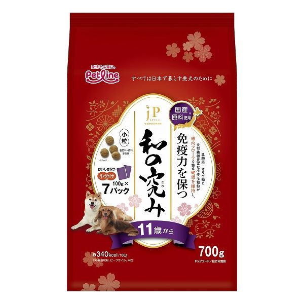 【10個セット】 ペットライン JPスタイル和の究み 小粒 11歳から 700g (100g×7)【ポイント10倍】【送料無料】