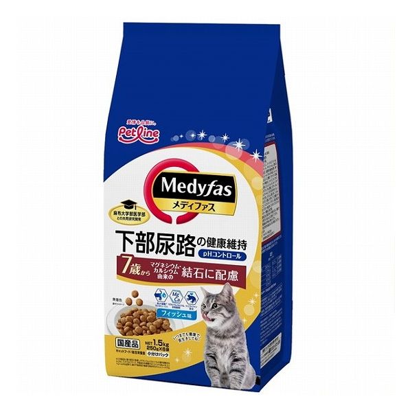 【4個セット】 ペットライン メディファス 7歳から フィッシュ味 1.5kg(250g×6)【ポイント10倍】【送料無料】