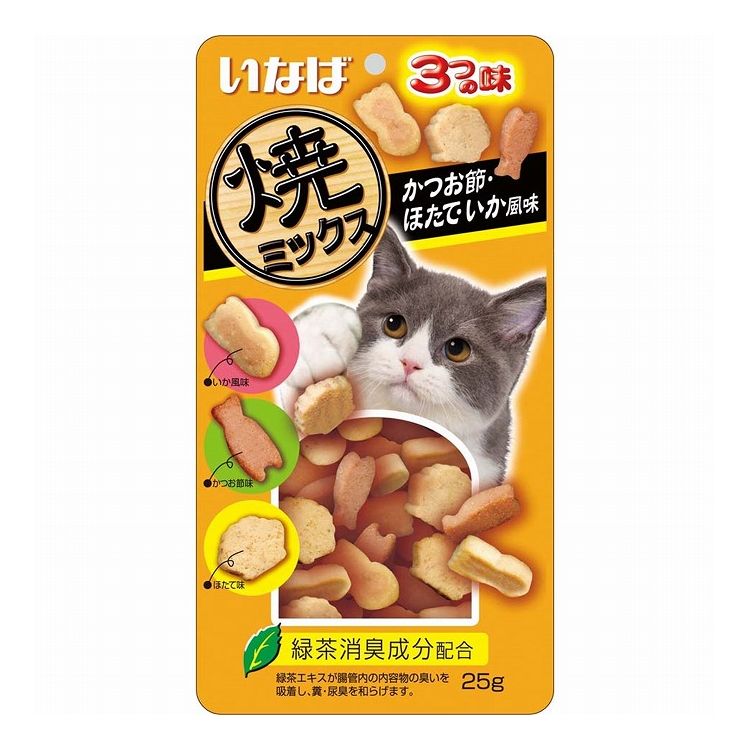 【12個セット】 いなば 焼ミックス3つの味 かつお節・ほたて・いか風味 25g x12【ポイント10倍】