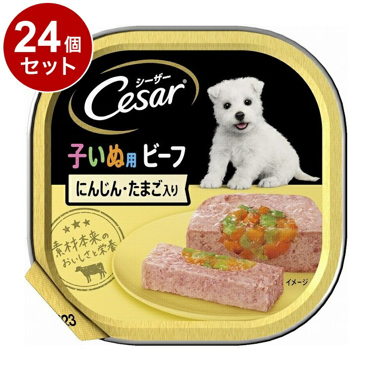 【24個セット】 シーザー 子いぬ用 ビーフ にんじん・たまご入り 100g【ポイント10倍】【送料無料】