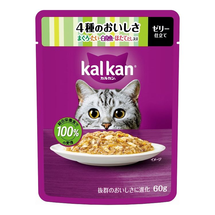 マース カルカン パウチ 4種のおいしさ まぐろ・たい・白身魚・ほたてだし入り 60g【ポイント10倍】