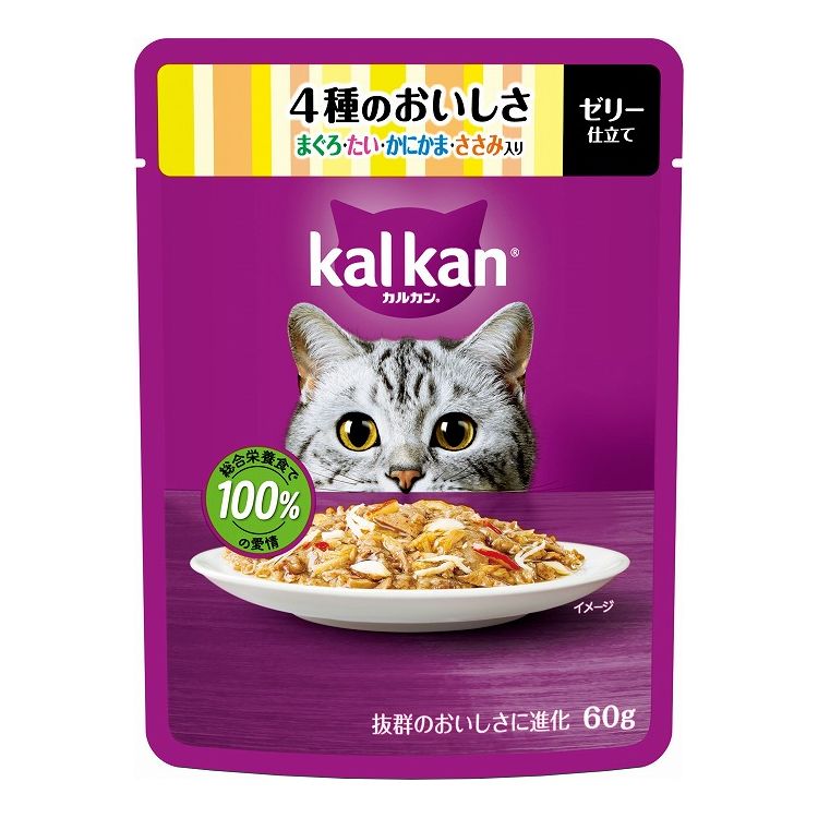 マース カルカン パウチ 4種のおいしさ まぐろ・たい・かにかま・ささみ入り 60g【ポイント10倍】