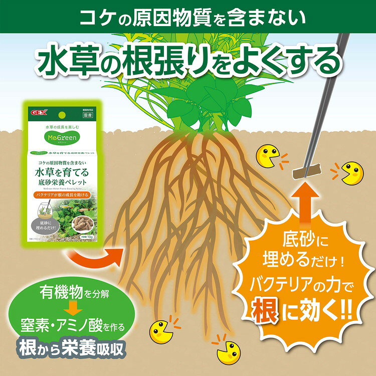 GEX ジェックス Megreen 水草を育てる底砂栄養ペレット 10g【ポイント10倍】
