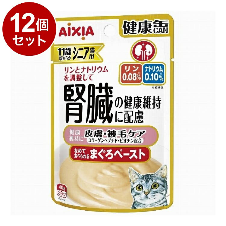 【12個セット】 アイシア 健康缶パウチ シニア猫用 皮膚・被毛ケア 40g【ポイント10倍】 rcmd-37003670 リコメン堂 パッケージ画像