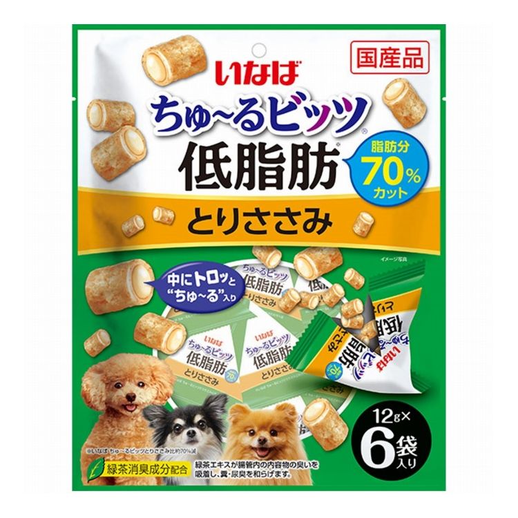 いなばペットフード ちゅ~るビッツ 低脂肪 とりささみ 12g×6袋【ポイント10倍】