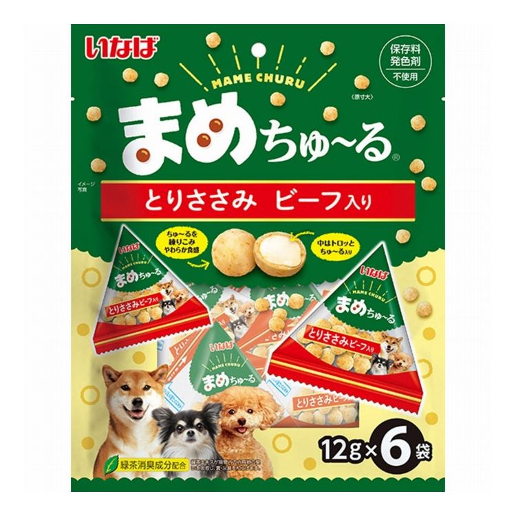 いなばペットフード まめちゅ~る とりささみ ビーフ入り 12g×6袋【ポイント10倍】