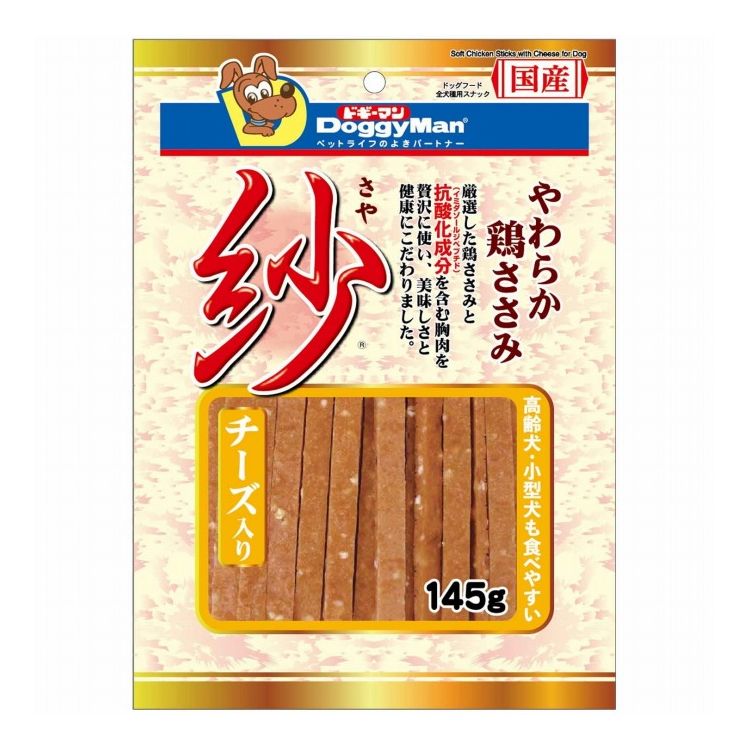 【商品説明】・厳選した鶏ささみと胸肉を贅沢に使い、美味しさと健康にこだわりました。・細切りで歯ざわりもやわらかく食べやすいので、すべての愛犬におすすめしたい、自慢の逸品です。〇原材料(成分)鶏肉(胸肉、ササミ)、コーンスターチ、チーズ、ソルビトール、グリセリン、pH調整剤、プロピレングリコール、ミネラル類(ナトリウム)、リン酸塩(Na)、酸化防止剤(ビタミンC)、発色剤(亜硝酸ナトリウム)、セルロース、調味料、着色料(赤102、黄5)〇賞味/使用期限(未開封)12ヶ月※仕入れ元の規定により3ヶ月以上期限の残った商品のみ出荷致します。〇保管方法別途パッケージに記載〇給与方法別途パッケージに記載〇原産国日本〇メーカー名ドギーマンハヤシ株式会社【取り寄せ品のご注意事項（ご注文前にご確認ください）】・本商品は原則注文後のキャンセルはお受けできません。・本商品と他商品で同梱注文をいただき、仮に他商品が完売等でご用意できない場合でも本商品は発送させていただきます。・本商品を複数（2点以上）注文いただき、完売等で注文数のご用意できない場合でもご用意できた数量は発送させていただきます。【送料について】北海道、沖縄、離島は送料を頂きます。