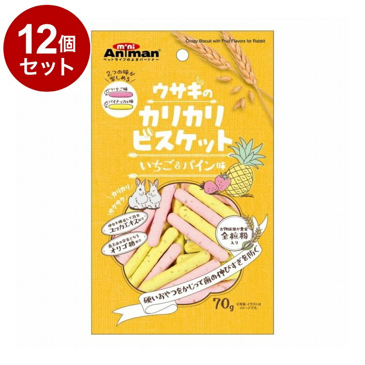 【12個セット】 ドギーマン ウサギのカリカリビスケット いちご&パイン味 70g【ポイント10倍】【送料無料】