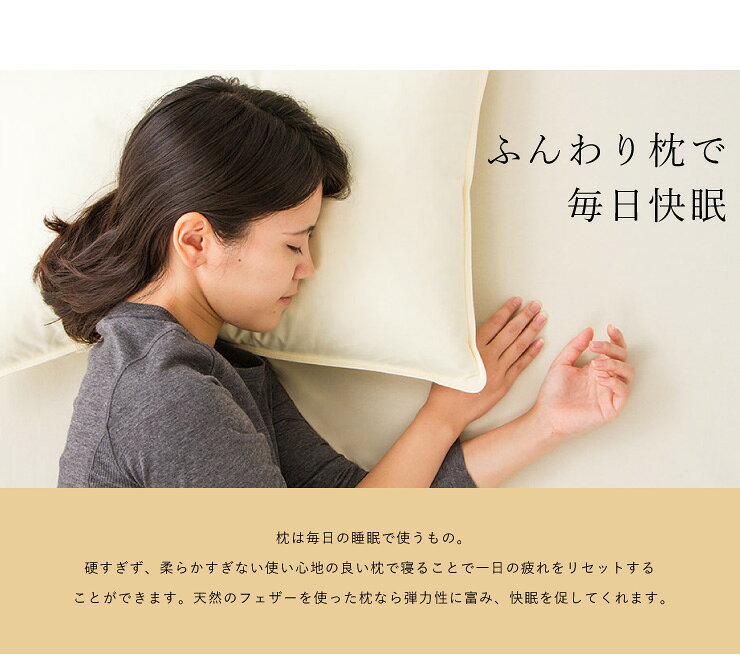 フェザーピロー 43×63cm ホテル仕様羽根枕 羽根ピロー ピロー 枕 羽根枕 フェザー枕 羽根 綿100% フェザー【送料無料】 [3]