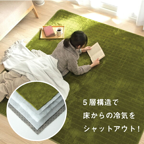 ラグ 滑りにくい 暖かい 保温 蓄熱 断熱 アルミ 無地 グレー 約200×240cm ホットカーペット対応 (代引不可) [2]